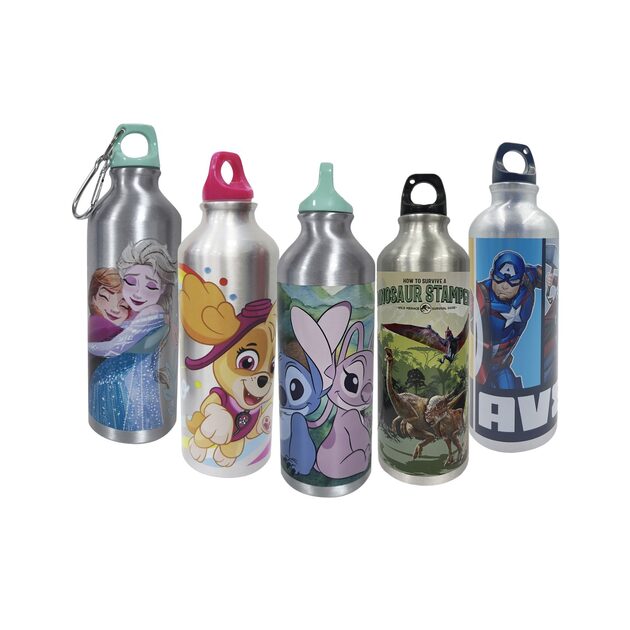 Botella Aluminio Termica 500 Ml Agarradera Personajes