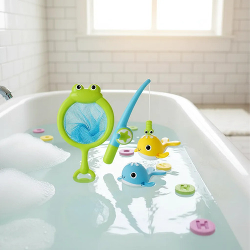 Juguete De Pesca Bebe Baño Peces Red
