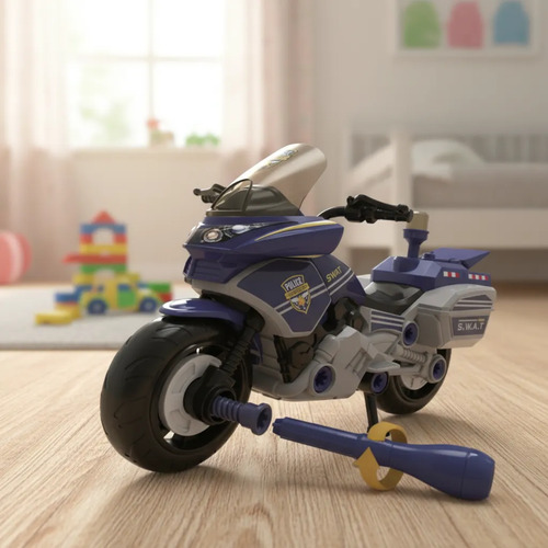 Moto Policía Armable 48 Piezas Herramientas Juguete
