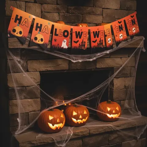 Banderín Cartel Feliz Cumpleaños Cotillón Halloween Terror