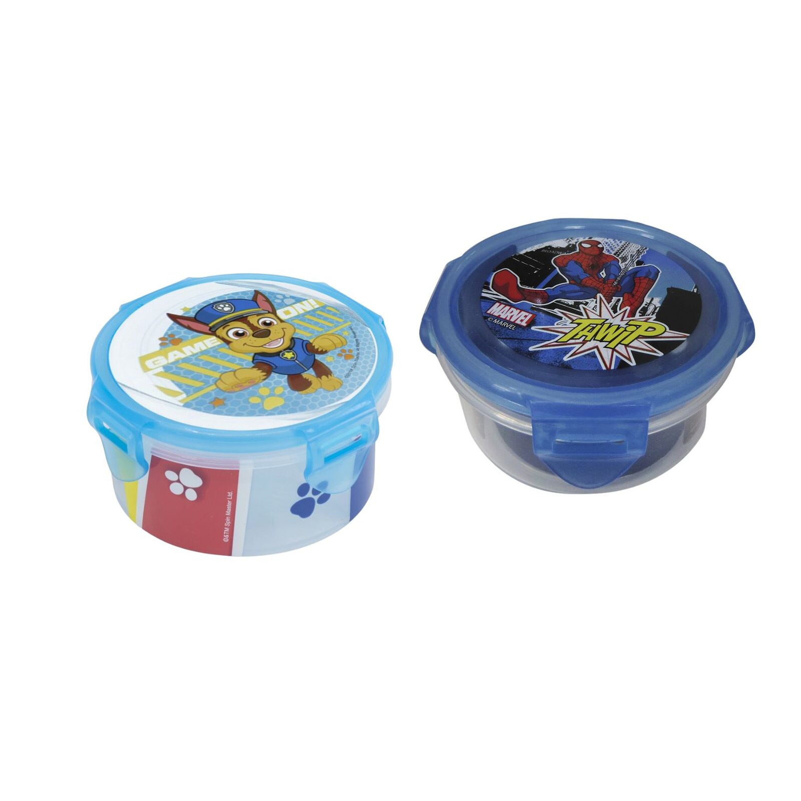 Pote Plástico Redondo con 4 Broches 270 ml Personajes