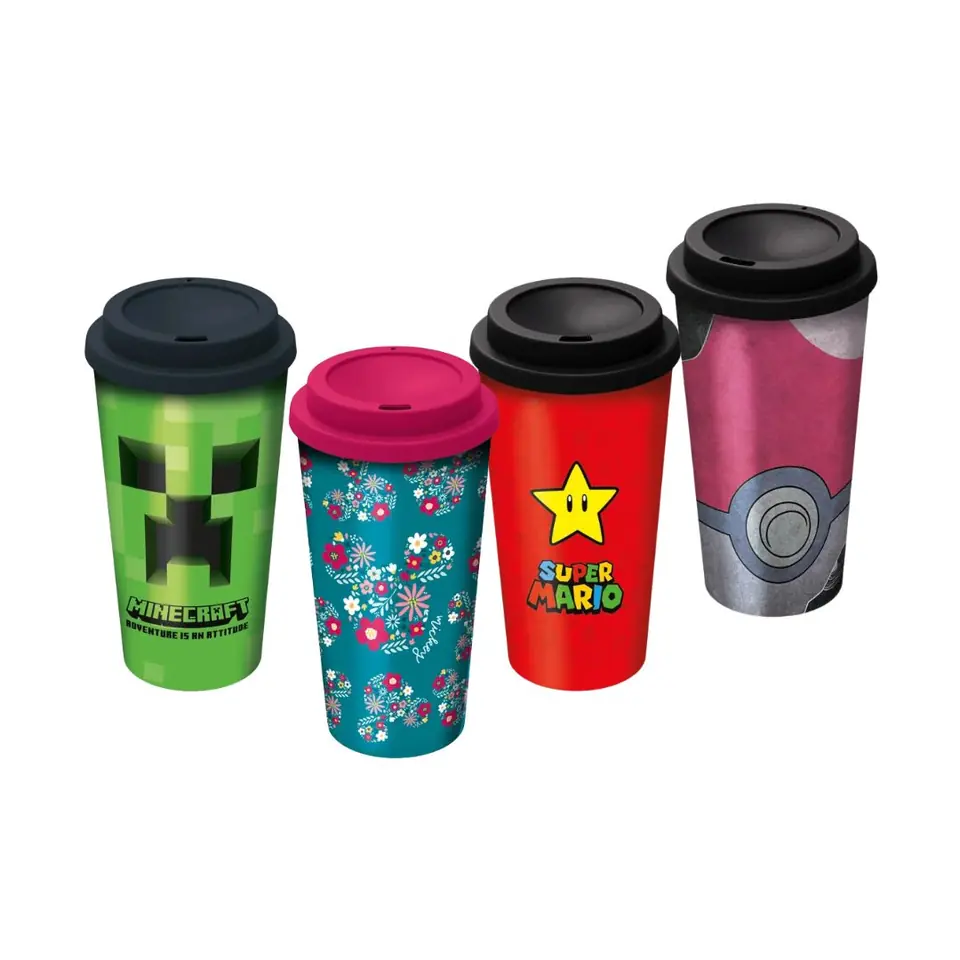 Vaso Doble Pared Transportable Térmico Cafe 520ml Personajes