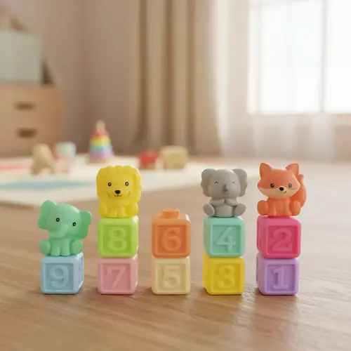 Bloques Pvc Animales Cubo Baño 13 Pzs Juguete Niños + 6 Meses