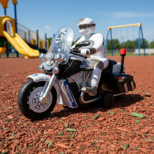 Juguete Infantil Moto Con Policia Friccion Luz Sonido Sirena