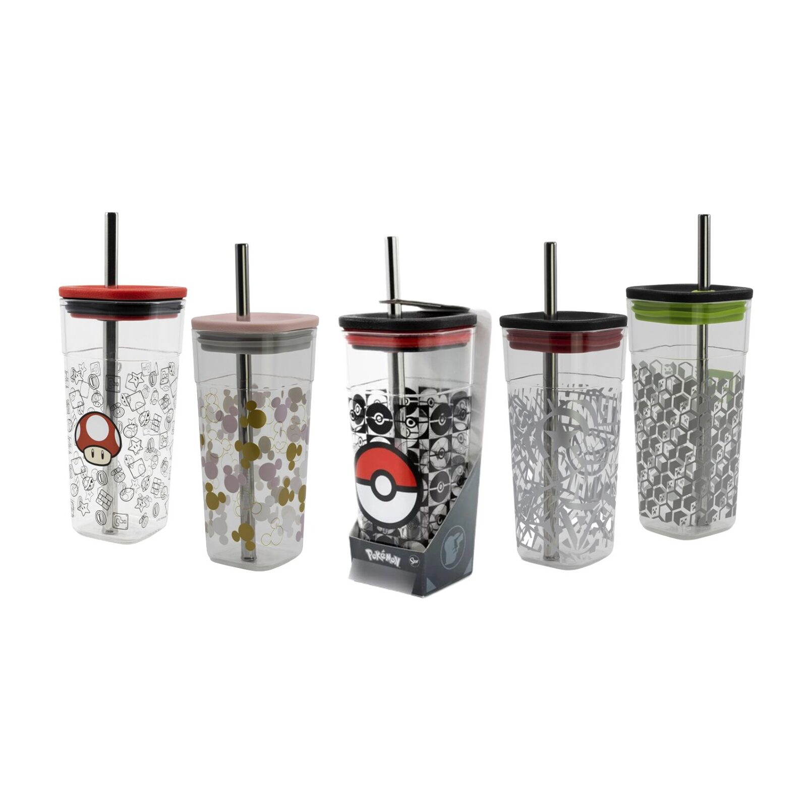 Vaso Acrílico Cuadrado Con Pajita 540 Ml Personajes