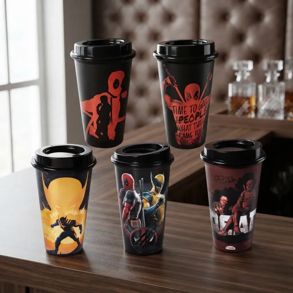 Taza Vaso Cafe Con Tapa Con Pico 500 Ml Deadpool Wolverine