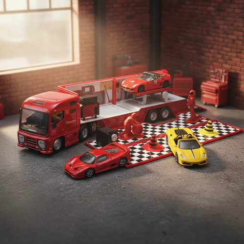 Bburago Camión Transportador de Vehículos Juguete Ferrari Escala 1:43