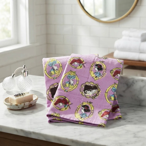 Set X2 Toallas Mano Social Princesas Disney Algodón 25x45 Cm
