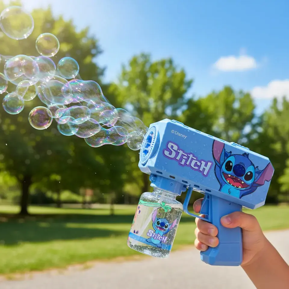 Burbujero Stitch Pistola con Luz y Sonido