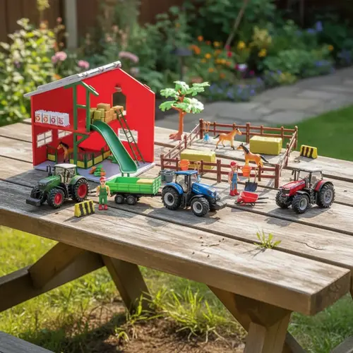 Bburago Juego de Granja Establo con Tractor Fendt FarmLand