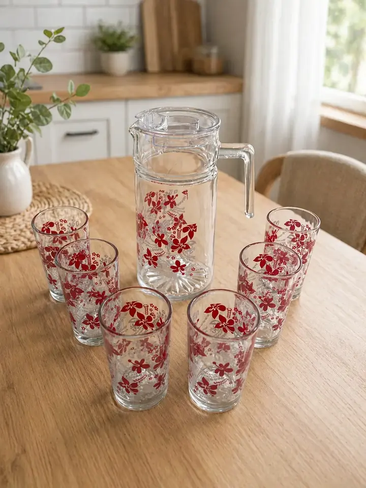 Jarra con vasos 1 litro