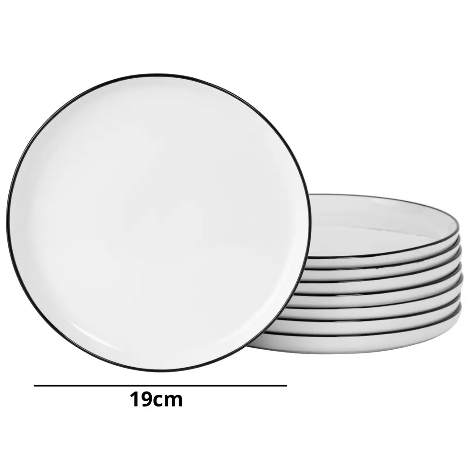 Plato De Cerámica Borde Negro
