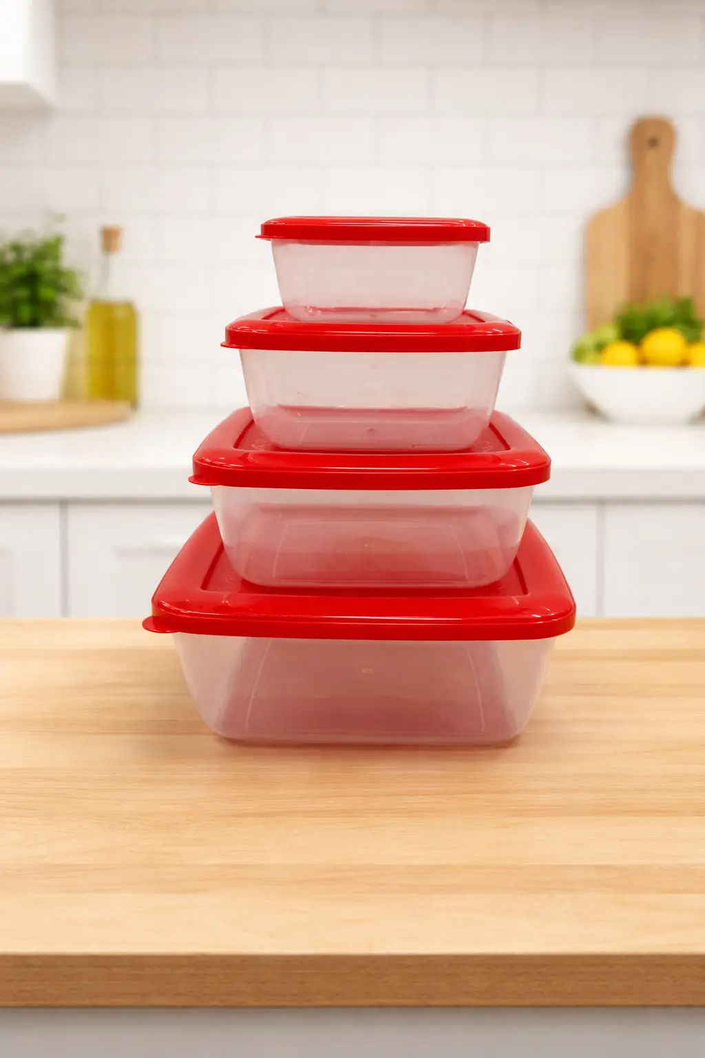 Tuppers juego de 4 tarros de plástico