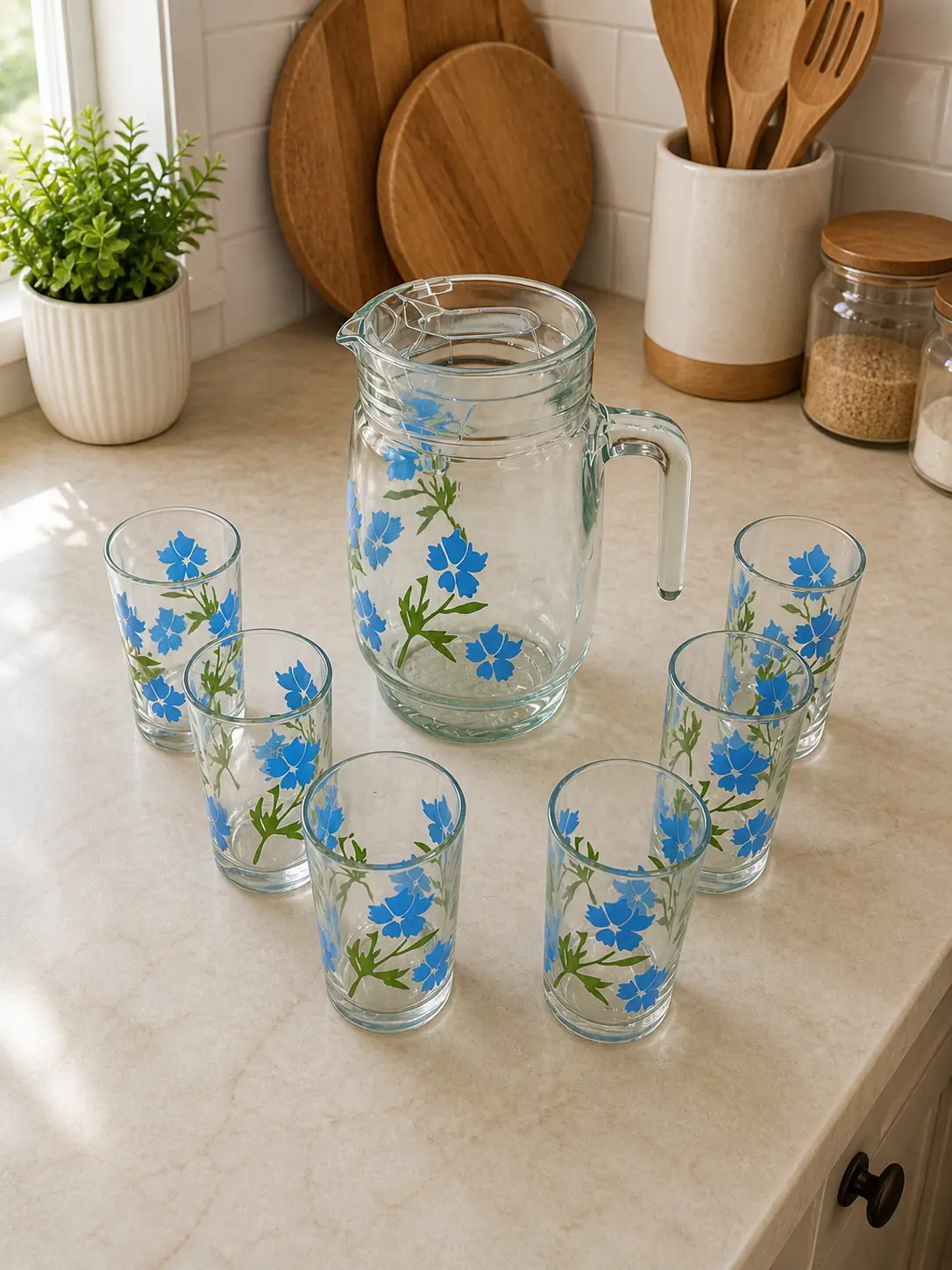 Jarra con vasos de 1,5 litros
