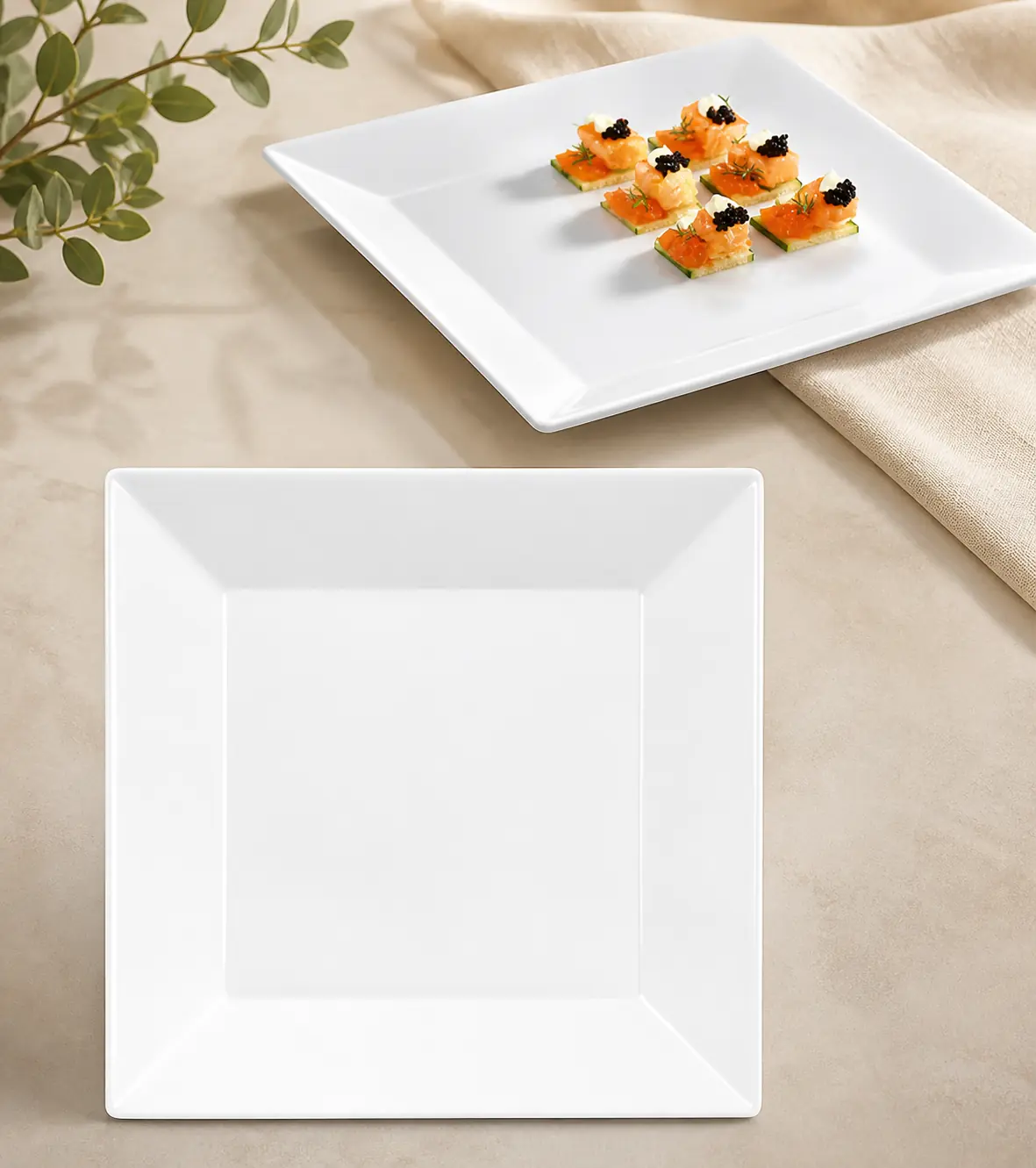 Plato Cuadrado Blanco Elegantes