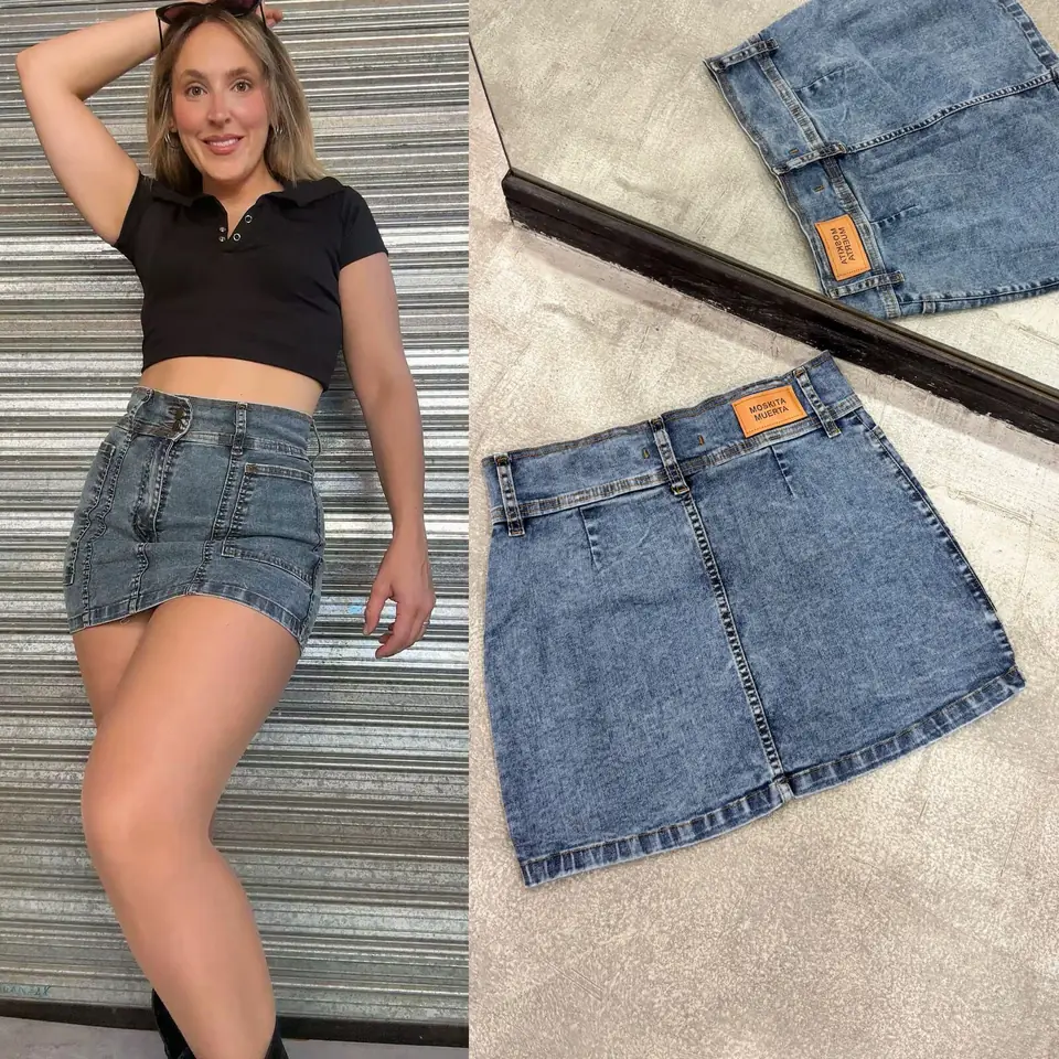 Pollera mini de jeans elastizada