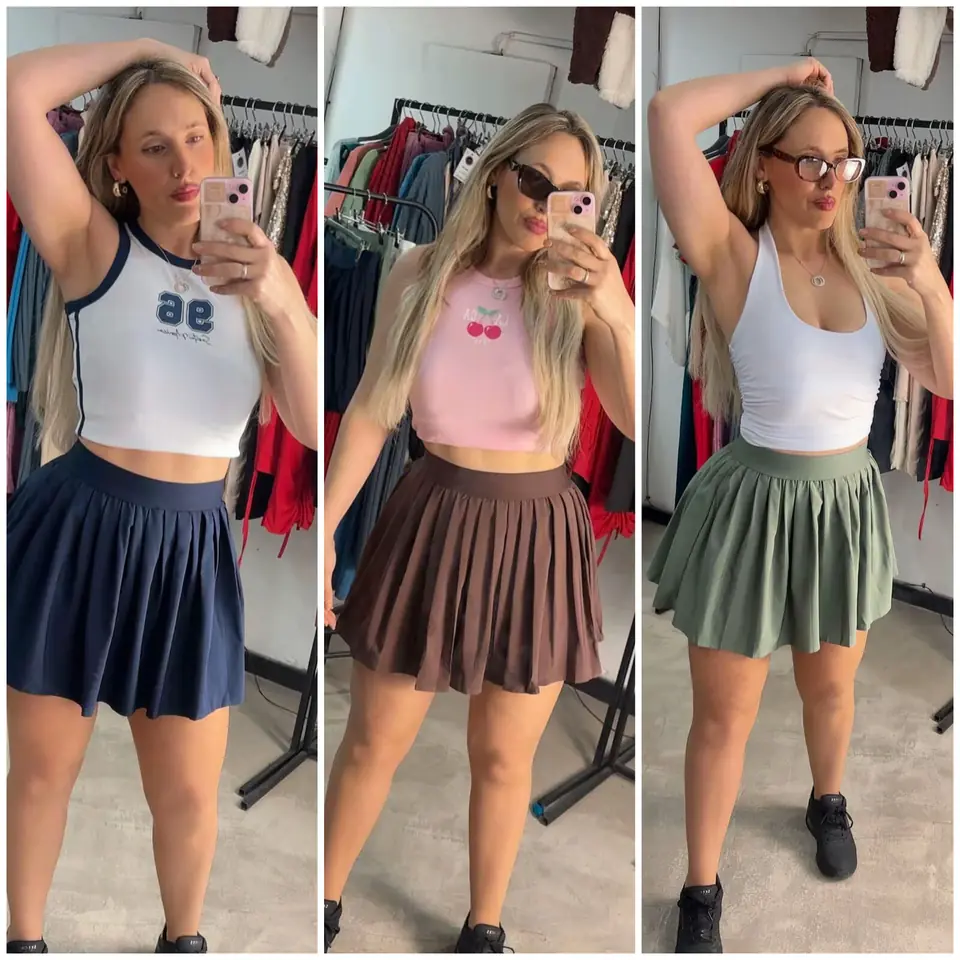 Pollera tableada con short