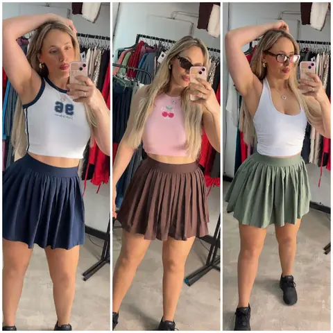 Pollera tableada con short