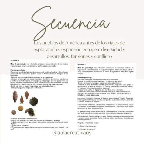 Secuencia - Los pueblos de América antes de los viajes de exploración y expansión europea: diversidad y desarrollos, tensiones y conflicto