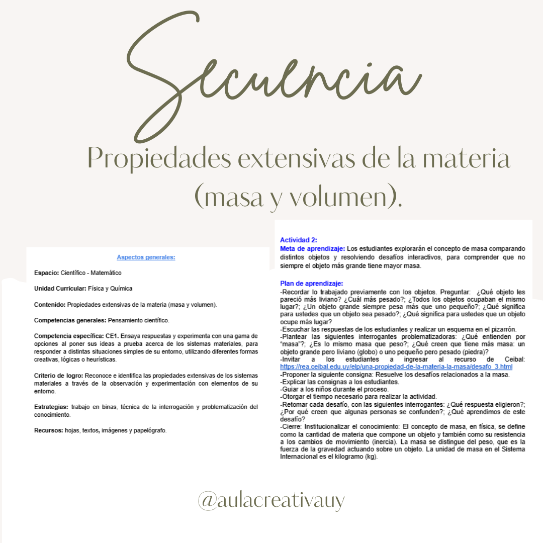 Secuencia - Propiedades extensivas de la materia (masa y volumen)