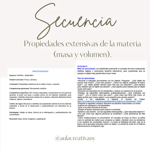 Secuencia - Propiedades extensivas de la materia (masa y volumen)