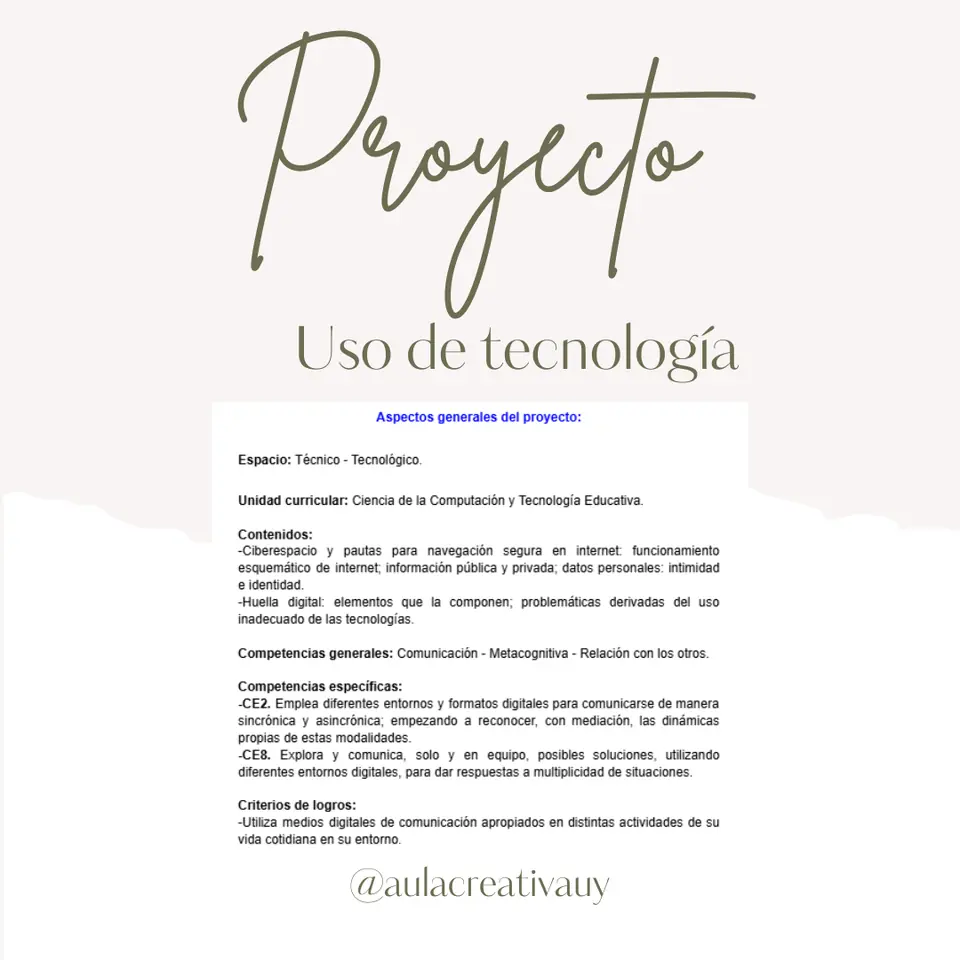 Proyecto de Tecnología - Primer y Segundo Ciclo