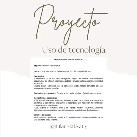 Proyecto de Tecnología - Primer y Segundo Ciclo