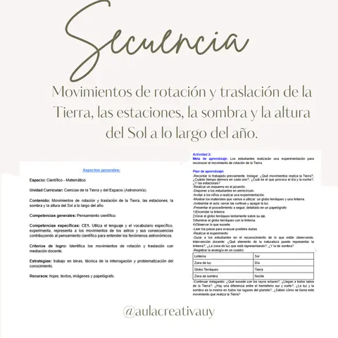 Secuencia - Movimientos de rotación y traslación de la Tierra, las estaciones, la altura y la sombra del sol a lo largo del año