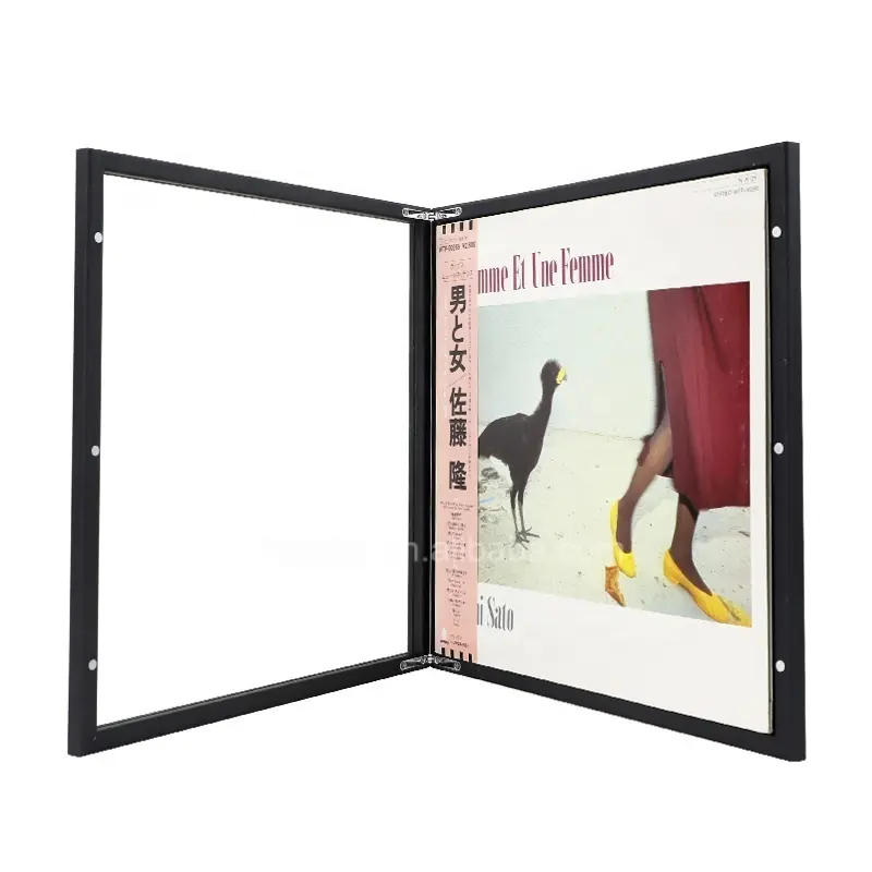 Marco Para Disco de Vinilo 12" Negro en Madera y Vidrio