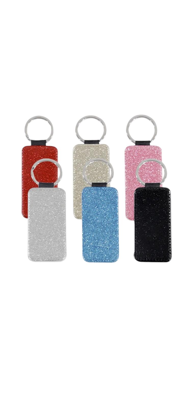 LLAVERO PU CON GLITTER ROJO
