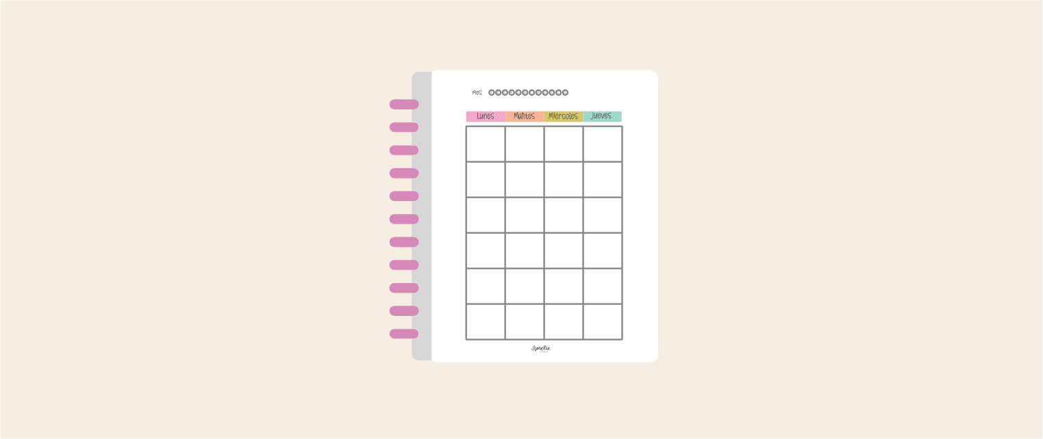 PLANNER MES A LA VISTA ( 2 HOJAS ) Y HOJAS DE NOTAS