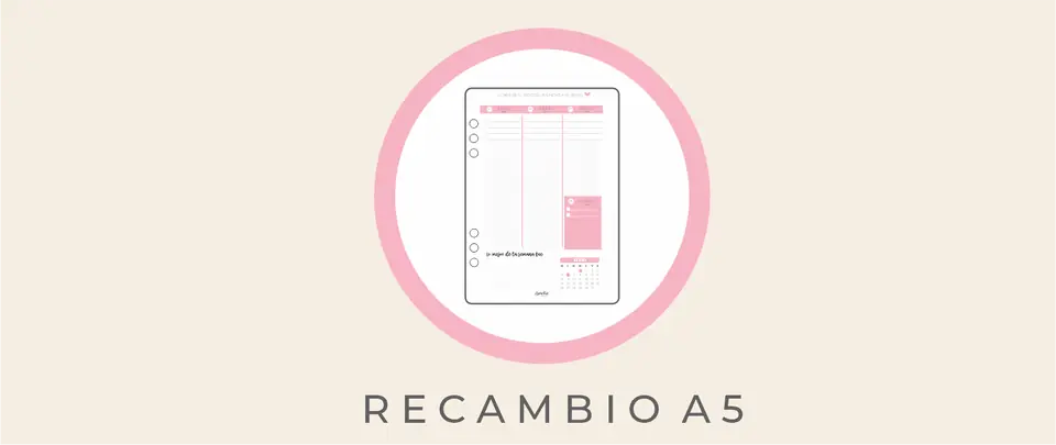 RECAMBIO AGENDA SEMANA LA VISTA PARA TU PLANNER DE ANILLAS A5