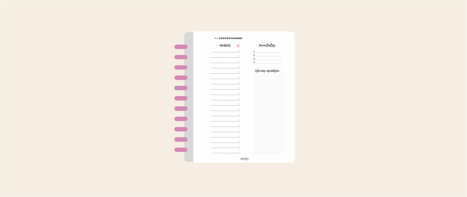 PLANNER SEMANA A LA VISTA MAS MES A LA VISTA VERTICAL ( EN DOS HOJAS )