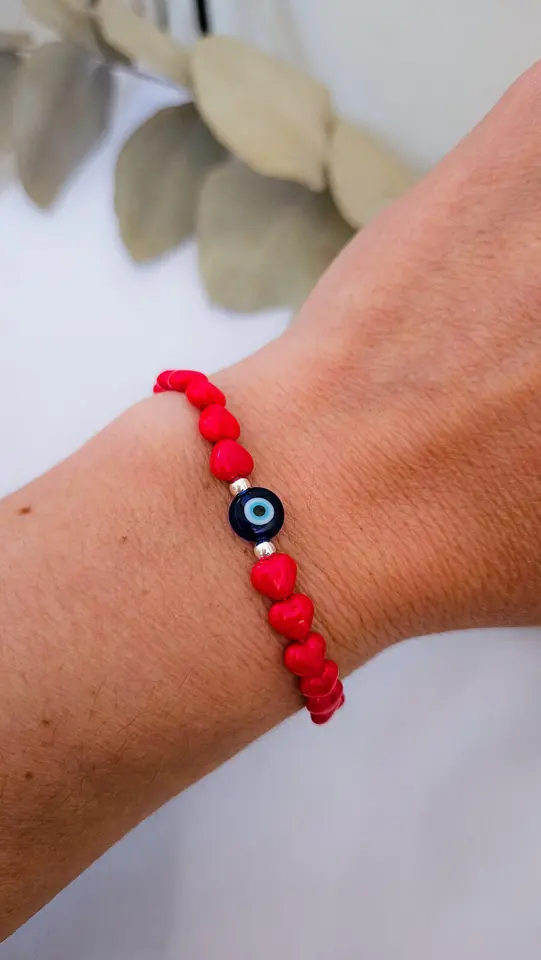 Pulsera protectora corazón y ojo turco