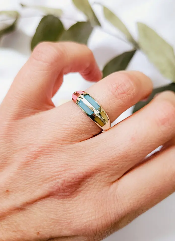 Anillo bombe nácar