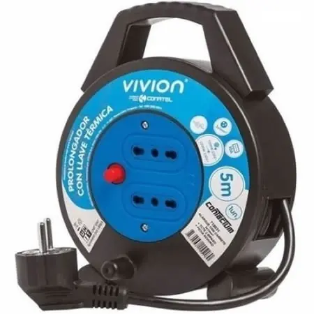 ELECTRICIDAD | ALARGUE CARRETEL | 2 TOMAS | SCHUKO | 5M | VIVION