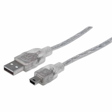 CABLE DATOS | USB 2.0 A MINI USB 5 PIN | 1.8M | MANHATTAN