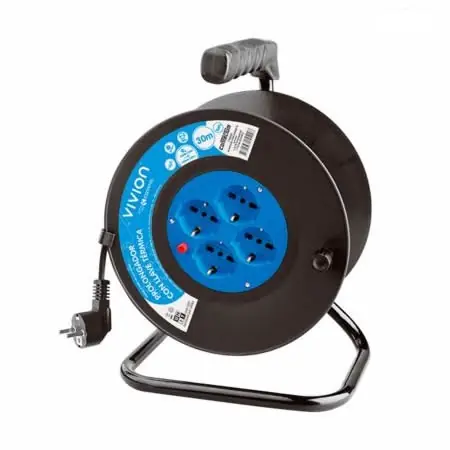 ELECTRICIDAD | ALARGUE CARRETEL | 4 TOMAS | SCHUKO | C/LLAVE | 30M | VIVION