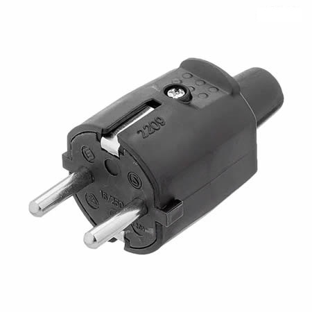 ELECTRICIDAD | FICHA MACHO | SCHUKO | C/TIERRA | 16A | NEGRA | VIVION