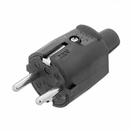 ELECTRICIDAD | FICHA MACHO | SCHUKO | C/TIERRA | 16A | NEGRA | VIVION