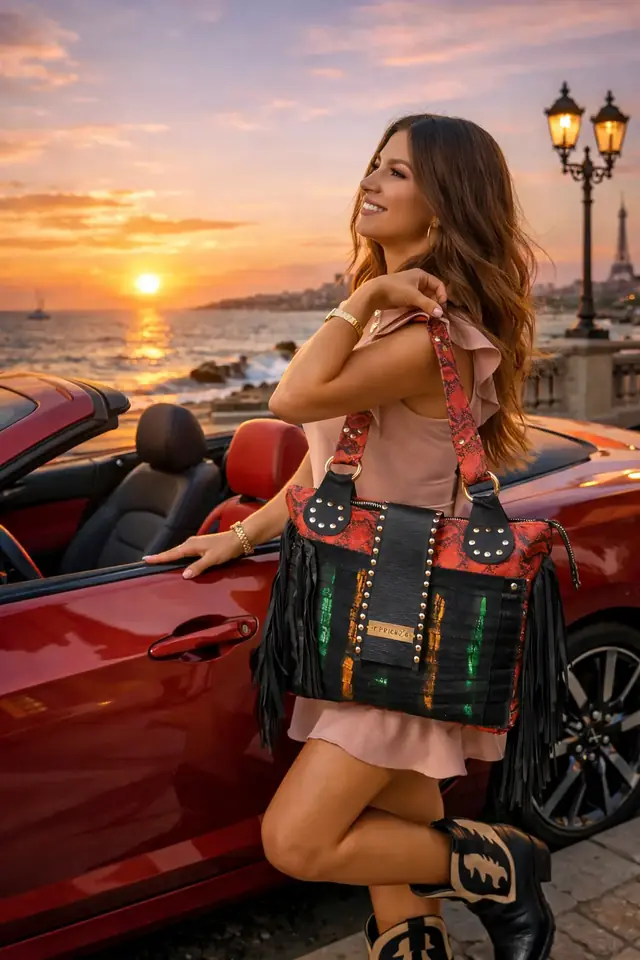 Bolso Tote texturas y flecos