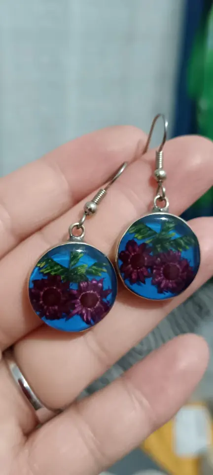 Caravanas de alpaca con diseño de flores