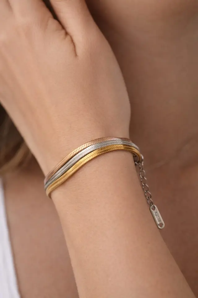 Pulsera de acero triple