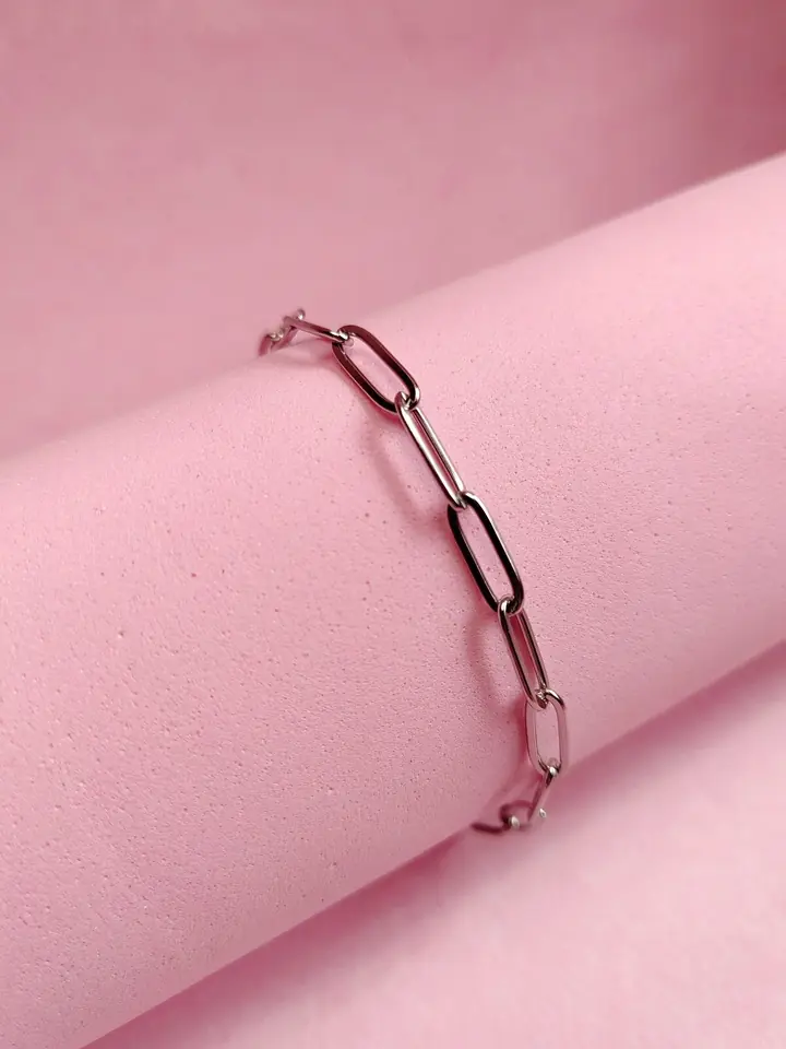 Pulsera de Acero Quirúrgico Cadena Clip / Paperclip