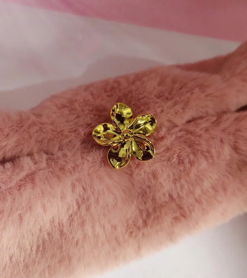 Anillo Flor - Acero Dorado