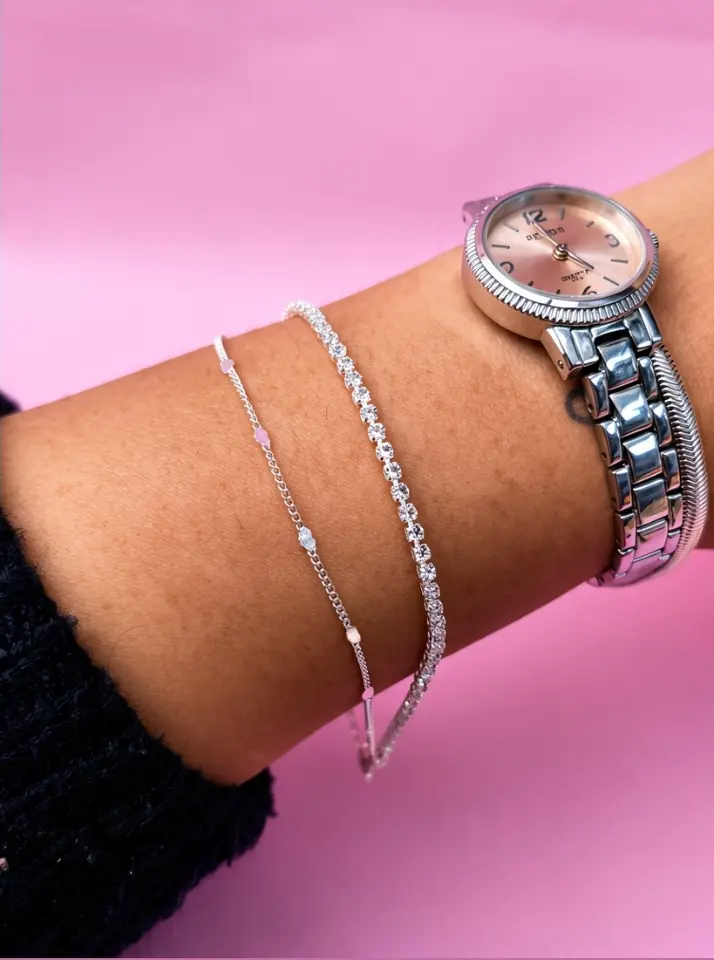 Pulsera Doble Crystal Light — Cadena Fina y Riviere de Cristales