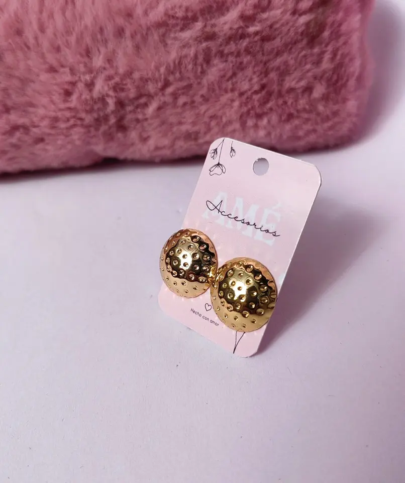Aros Acero Dorado Textured Dome Studs — Botones Texturados Semiesféricos