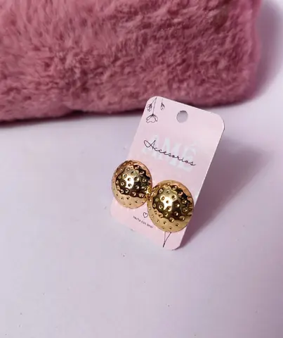 Aros Acero Dorado Textured Dome Studs — Botones Texturados Semiesféricos