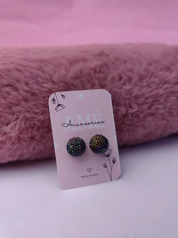 Aros Fireball Iridescent — Pasantes de Fantasía con Micro-Cristales Tornasolados
