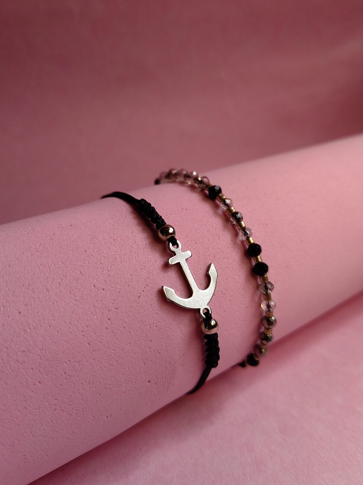 Set de Pulseras de Bijou — Ancla Marina y Cuentas de Cristal
